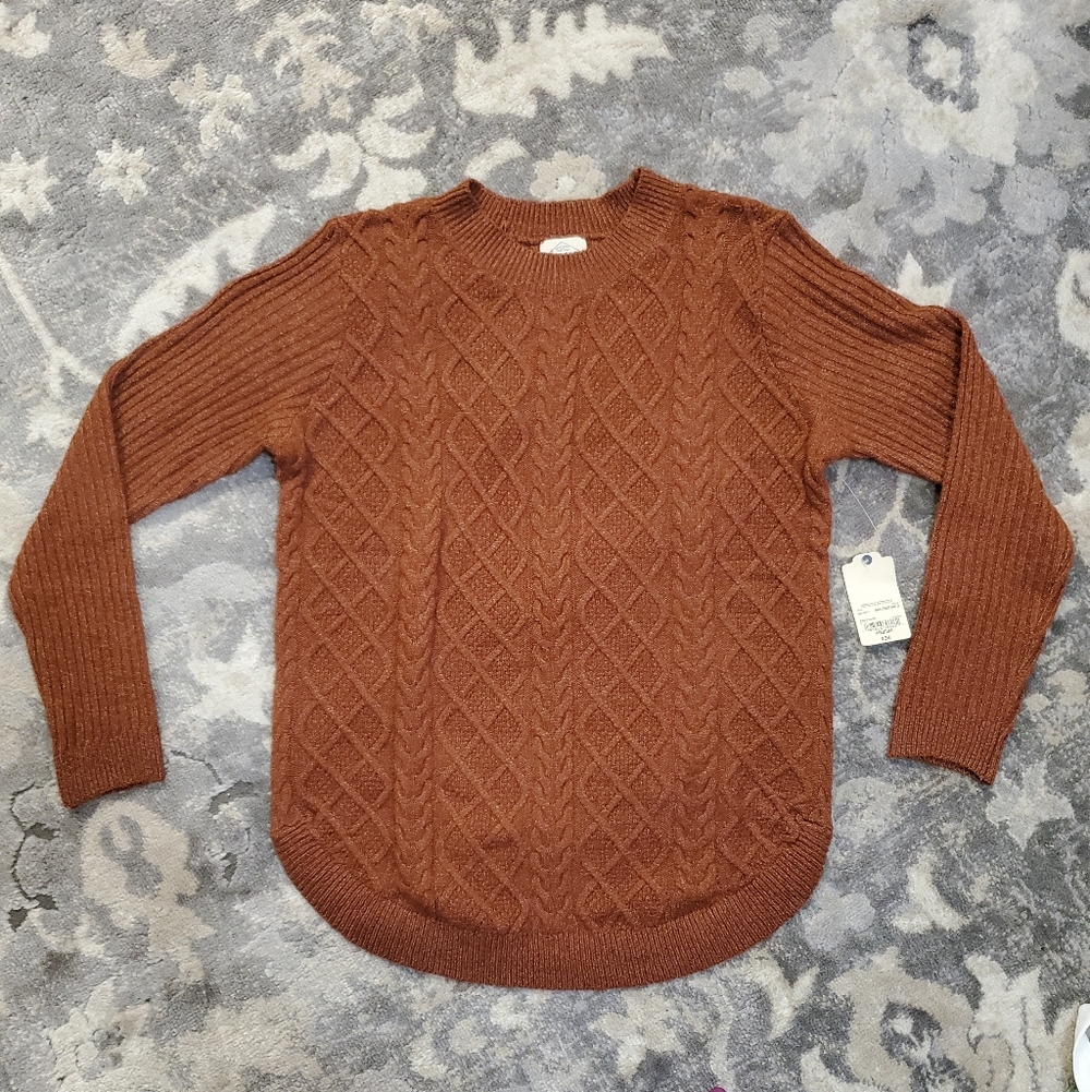 St Johns Bay NWT Cable Knit Burnt-Orange Sweater Size Medium